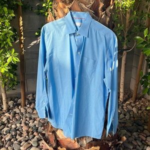 Eton Classic men’s 46/18 blue/white plaid dress shirt